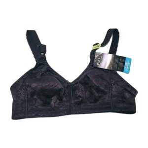 NWT Bali Double‎ Support Wirefree Bra 34B Black Classic Cool Comfort Smoothing